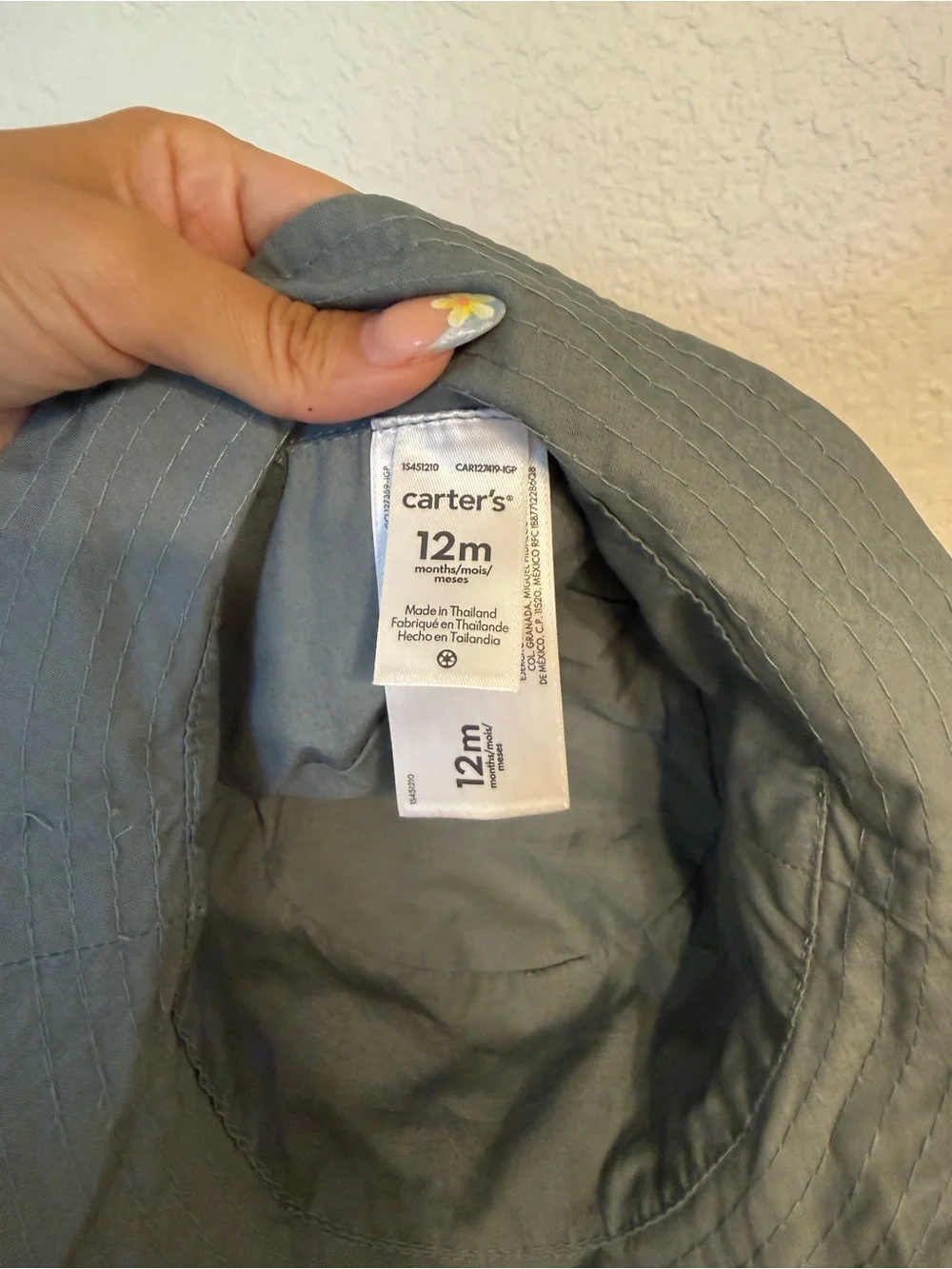 Carter's Gray Cotton Baby Bucket Hat